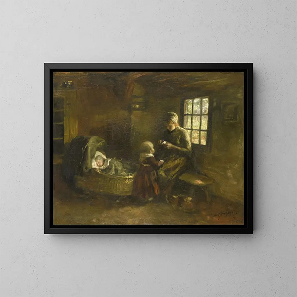En la cuna - Albert Neuhuys — cuadro enmarcado en la pared