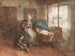 interior con una mujer cerca de una cuna y un niño en el suelo - Albert Neuhuys — vista de la obra