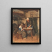 interior con una mujer planchando y un niño cosiendo - Albert Neuhuys — cuadro enmarcado en la pared