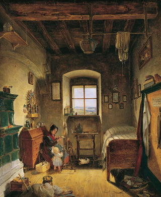 Albert Schindler - Die Witwe des Landwehrmannes Bauernstube.webp