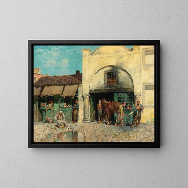 La forja - Alberto Pasini — cuadro enmarcado en la pared