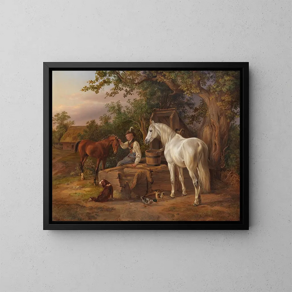A la fuente - Albrecht Adam — cuadro enmarcado en la pared