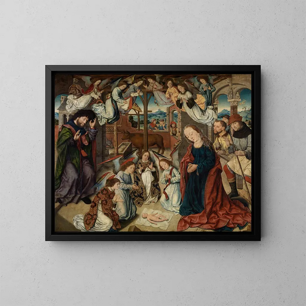 L'Adoration des bergers - Albrecht Bouts — framed artwork on a wall