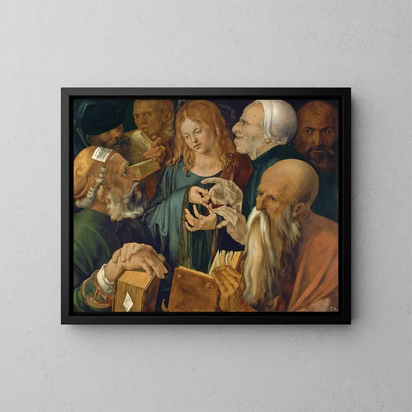 Jesús entre los doctores - Albrecht Dürer — cuadro enmarcado en la pared