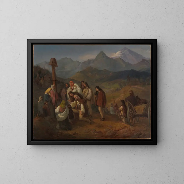 Las funerales de un highlander - Aleksander Kotsis — cuadro enmarcado en la pared