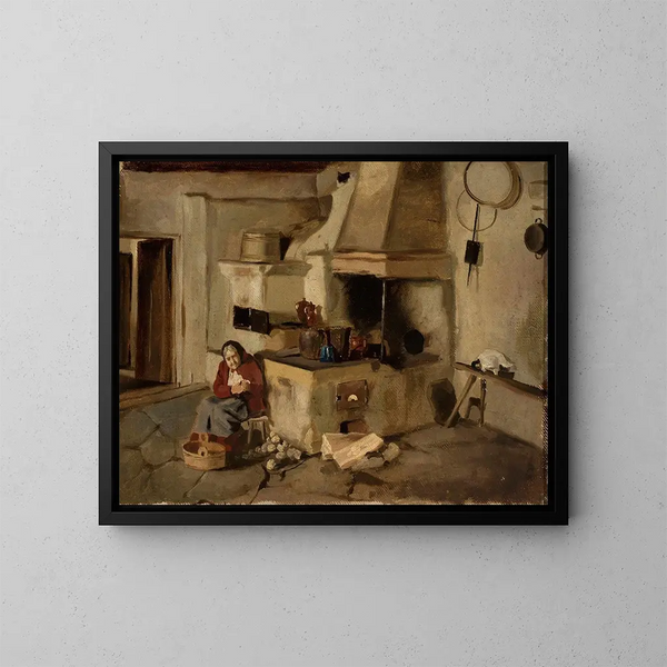 Interior de cocina - Aleksander Kotsis — cuadro enmarcado en la pared