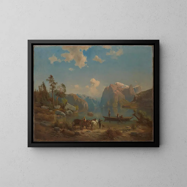 Paisaje de montaña con un lago - Aleksander Kotsis — cuadro enmarcado en la pared