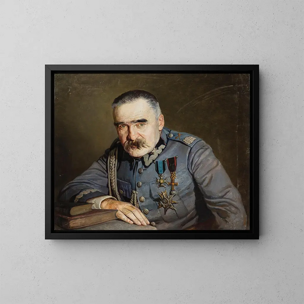 Retrato de Józef Piłsudski - Aleksander Krawczyk — cuadro enmarcado en la pared