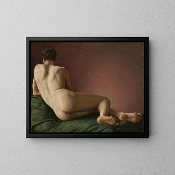 Nu de dos de un hombre acostado - Aleksander Lesser — cuadro enmarcado en la pared
