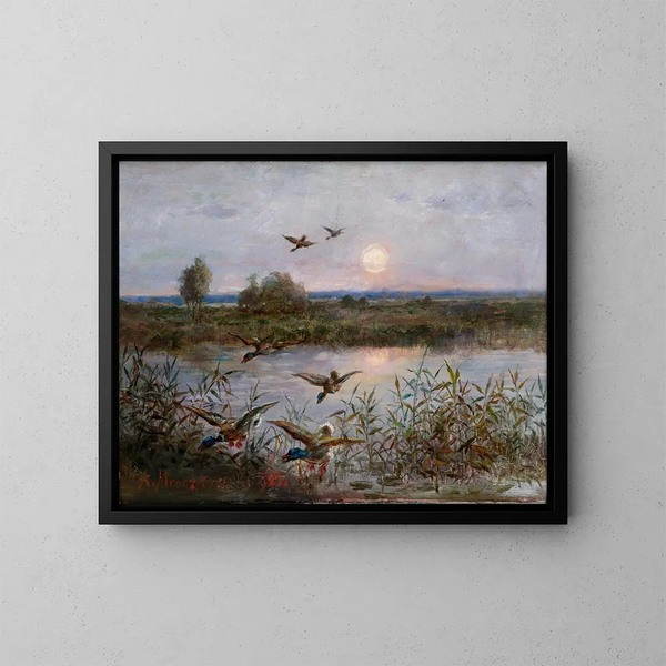 Patos sobre los pantanos - Aleksander Mroczkowski — cuadro enmarcado en la pared