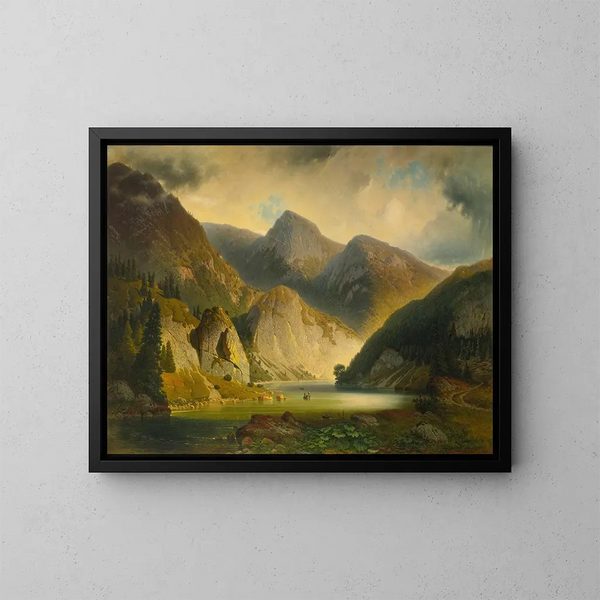 Un lago alpino - Aleksander Swieszewski — cuadro enmarcado en la pared
