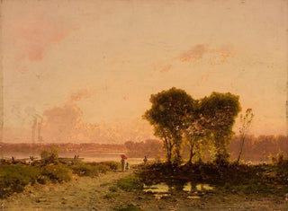 Aleksander Swieszewski - Landscape with a riverat sunset.webp