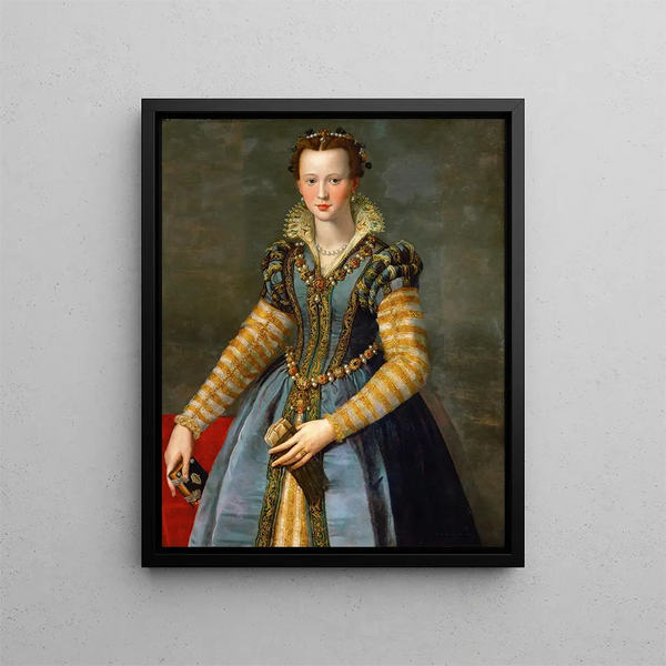 Portrait of Marie de Médicis 1540-1557 - Alessandro Allori — framed artwork on a wall
