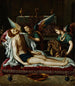 El cuerpo de Cristo ungido por dos ángeles - Alessandro Allori — vista de la obra