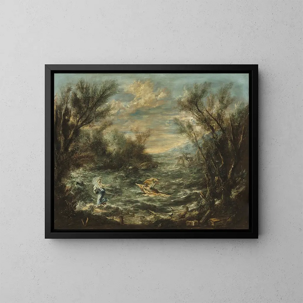 El Cristo junto al mar de Galilea - Alessandro Magnasco — cuadro enmarcado en la pared