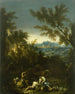 Paisaje con figuras - Alessandro Magnasco — vista de la obra