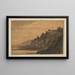 Escena costera con acantilado boscoso - Alexander Cozens — cuadro enmarcado en la pared