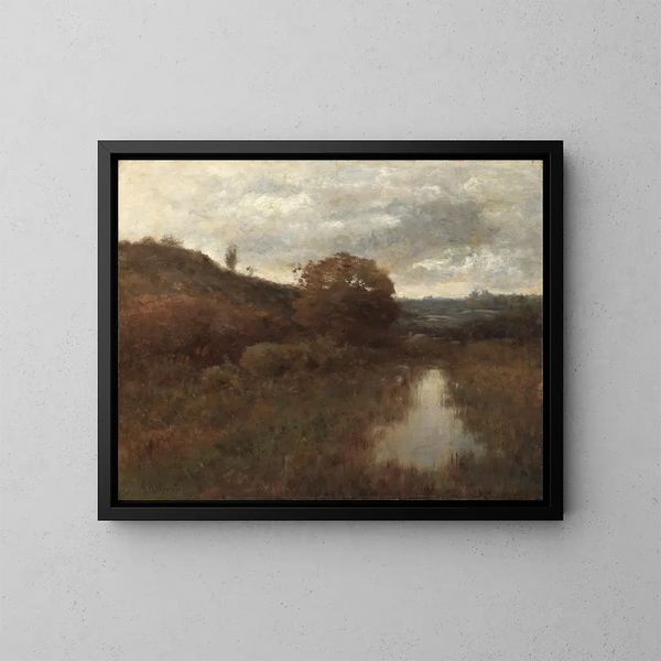 Paisaje de otoño y estanque - Alexander Helwig Wyant — cuadro enmarcado en la pared