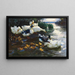 Ducks with ducklings in the water - Alexander Koester — framed artwork on a wall