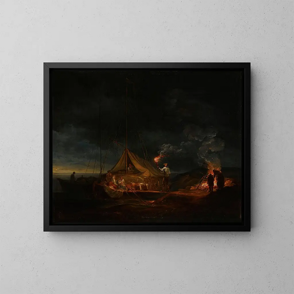 Pueblo del archipiélago junto a la chimenea - Alexander Laurus — cuadro enmarcado en la pared