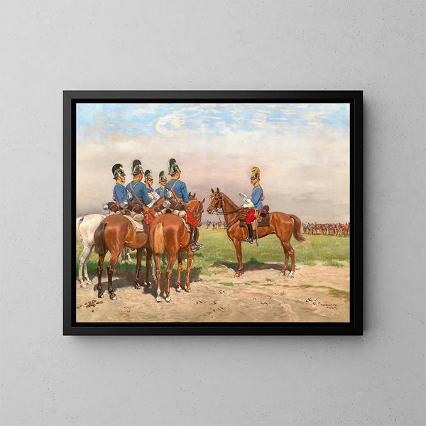 Oficial y dragón - Alexander Pock — cuadro enmarcado en la pared