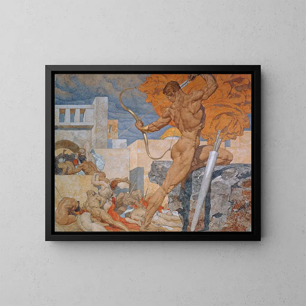 Apollon lanzando las flechas de la peste - Alexander Rothaug — cuadro enmarcado en la pared