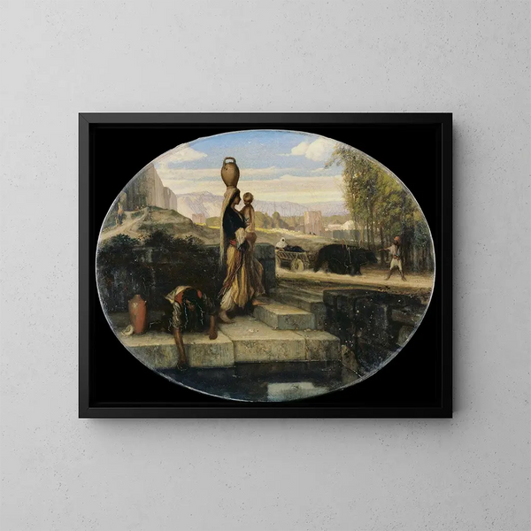 Mujeres orientales en un pozo - Alexandre-Gabriel Decamps — cuadro enmarcado en la pared