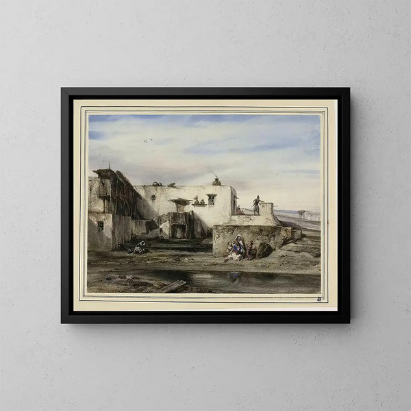 Pueblo griego - Alexandre-Gabriel Decamps — cuadro enmarcado en la pared