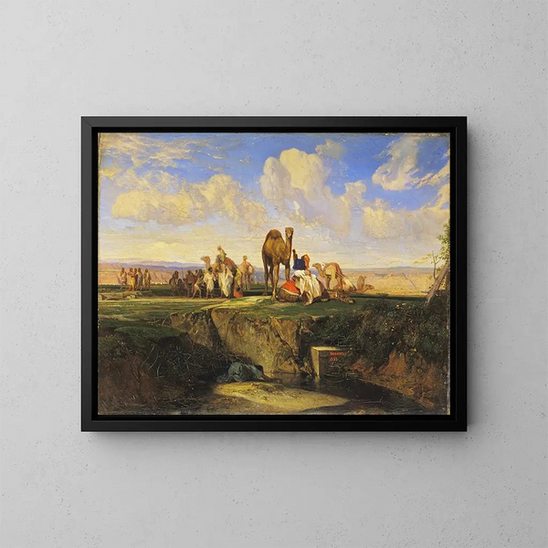 José vendido por sus hermanos - Alexandre-Gabriel Decamps — cuadro enmarcado en la pared