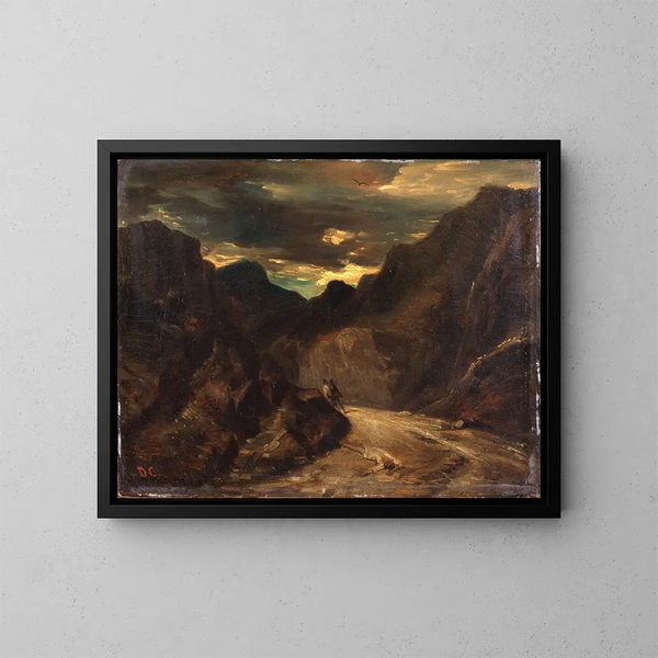 Pasando al otro lado - Alexandre-Gabriel Decamps — cuadro enmarcado en la pared