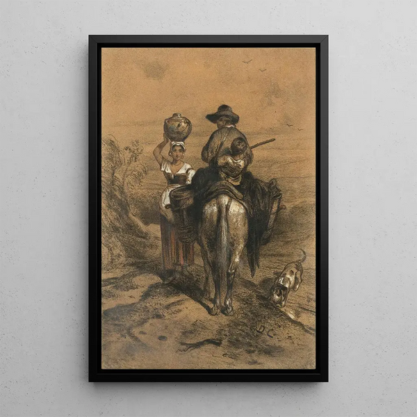 La rencontre - Alexandre-Gabriel Decamps — cuadro enmarcado en la pared