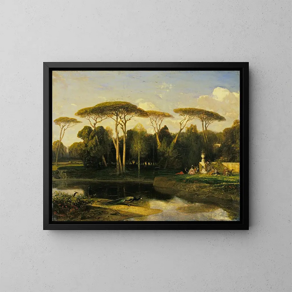 La villa Doria Pamphilj en Roma - Alexandre-Gabriel Decamps — cuadro enmarcado en la pared