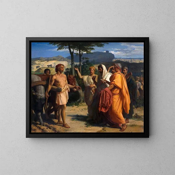 Cincinnatus recibiendo a los embajadores de Roma - Alexandre Cabanel — cuadro enmarcado en la pared