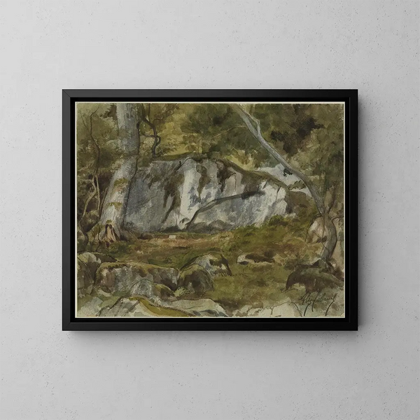 Bosque con rocas - Alexandre Cabanel — cuadro enmarcado en la pared
