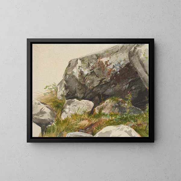 Rocky landscape painting - Alexandre Cabanel — framed artwork on a wall