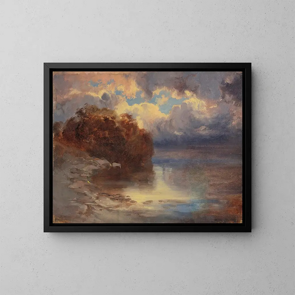 Lake Shore and Mountain Range Painting - Alexandre Calame — framed artwork on a wall