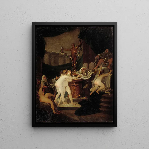 La Fête de Bacchus - Alexandre-Évariste Fragonard — framed artwork on a wall
