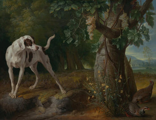 Alexandre Franois Desportes - Dog Pointing Partrideges in a Landscape.webp