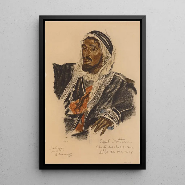 Cheikh Sattane, tribal chief of the Haddidine, Palmyra - Alexandre Iacovleff — framed artwork on a wall