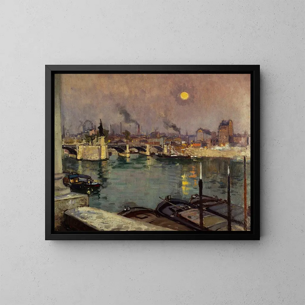 El puente de Grenelle visto desde la casa del artista, quai Louis-Blériot, actuales 15o y 16o distritos - Alexandre Nozal — cuadro enmarcado en la pared