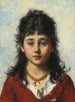 Portrait of a young girl wearing a necklace - Alexei Harlamoff — artwork view