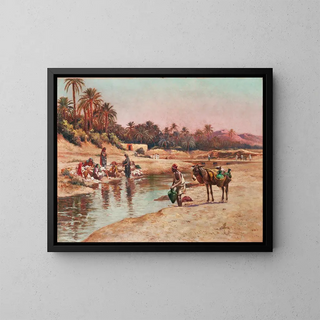 AlexisAuguste Delahogue - Washerwomen By The River And Water Carrier.webp