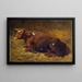 Una vaca acostada en el suelo - Alfred Baker — cuadro enmarcado en la pared