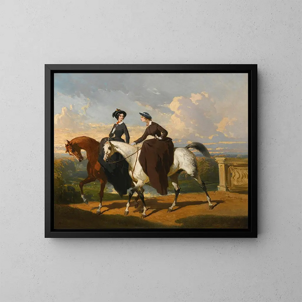 Deux Amazones à cheval - Alfred de Dreux — framed artwork on a wall