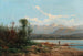 Paisaje de lago montañoso con pescador - Alfred Godchaux — vista de la obra