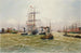 Tres-mástiles y barcos a vela con la bandera francesa en el puerto de Hamburgo - Alfred Jensen — vista de la obra