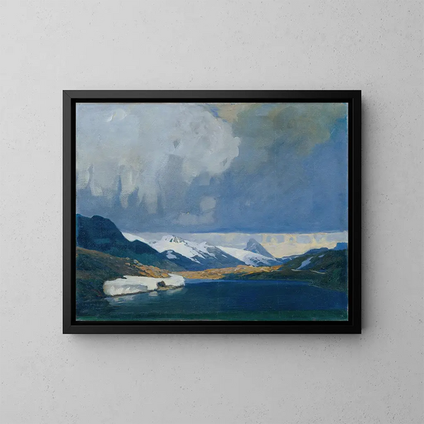Tormenta sobre el Bernina - Alfred Poell — cuadro enmarcado en la pared