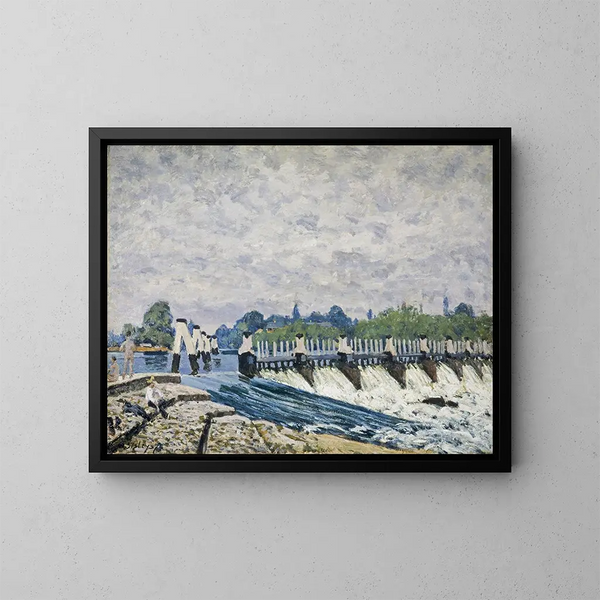Weir de Molesey en Hampton Court - Alfred Sisley — cuadro enmarcado en la pared