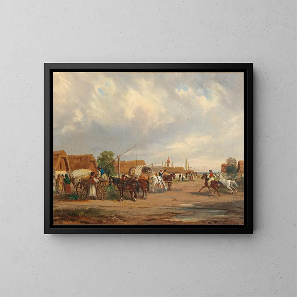 Village hongrois - Alfred Steinacker — cuadro enmarcado en la pared