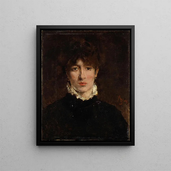 a painting of a woman believed to be Sarah Bernhardt - Alfred Stevens — framed artwork on a wall